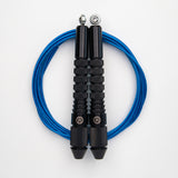 Corde à sauter noire avec câble enrobé bleu